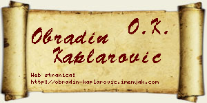 Obradin Kaplarović vizit kartica
